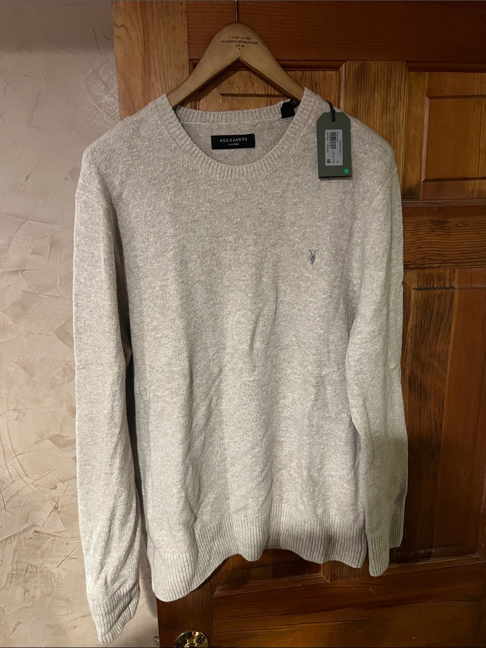 AllSaints Men's Crewneck Sweater in Oatmeal Beige